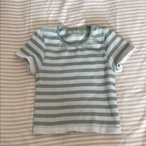 Urban Outfitters Green and White Striped Crop Top